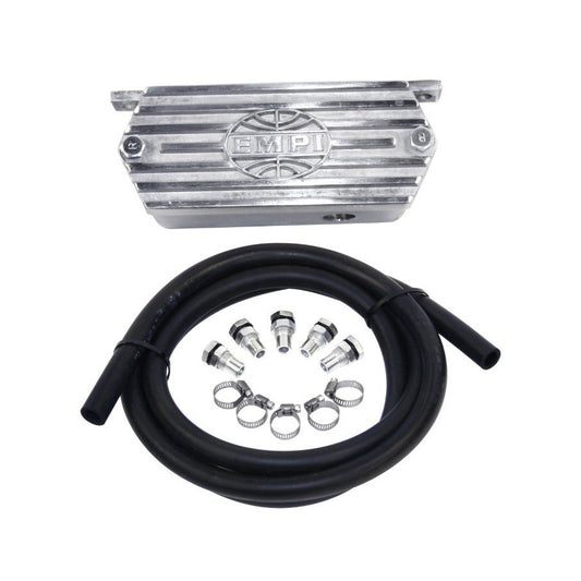 EMPI Oil Breather Box Kit Polished Aluminium: Beetle (1960-1979), T2 Bay (1968-1979), T25 (1980-1983)