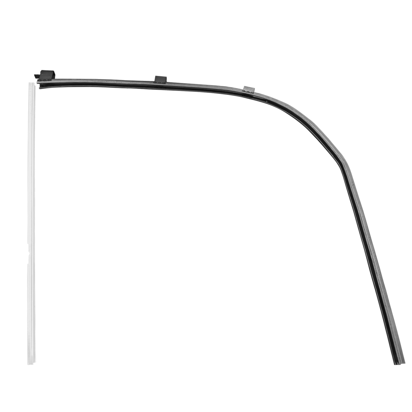 Window guide channel in door front/upper