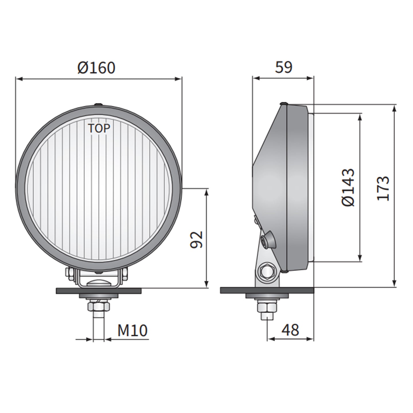 Spotlight front chrome, yellow glass