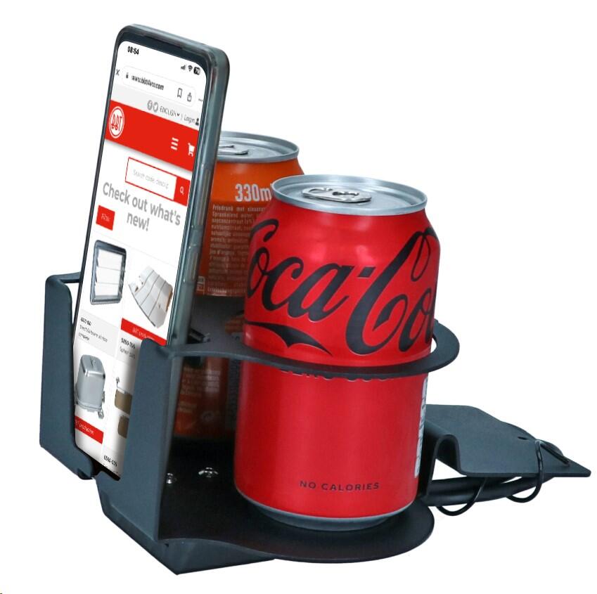 USB charger, cup/phone holder for ashtray, 12Volt