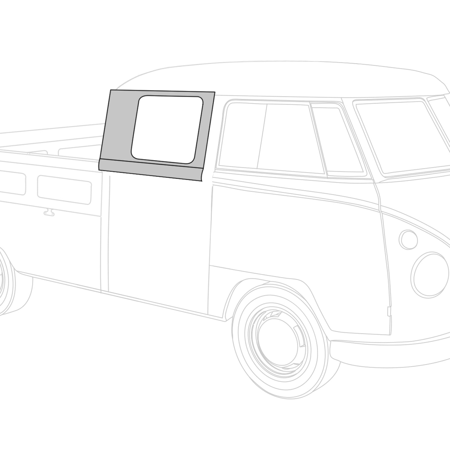 Upper sidepanel long, right, Double cab