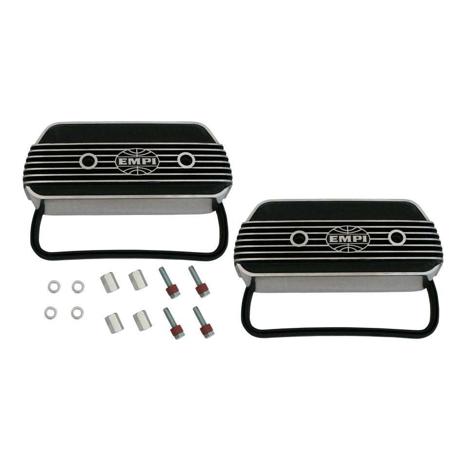 Empi valve cover, firm aluminium with U-rubber, as pair.
