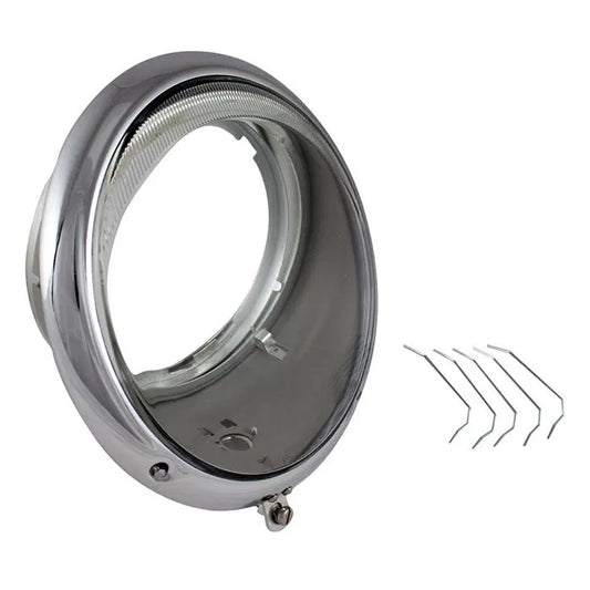 Best Quality Headlight Assembly with Chrome Rim US Spec: Beetle (1950-1967), Beetle Cabrio (1950-1967), 356 (1950-1965)