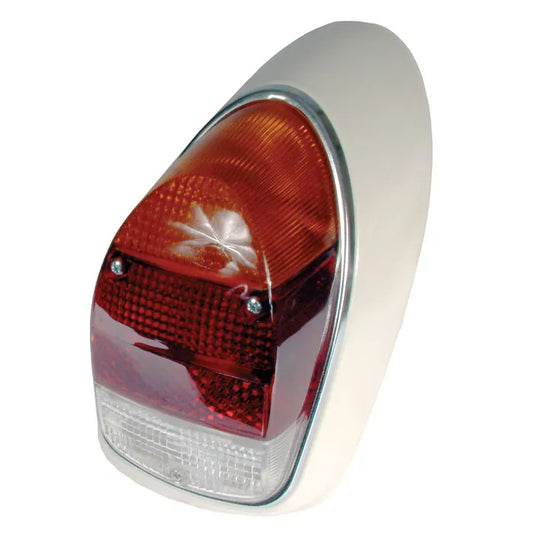 Complete Rear Light Right with Amber Clear and Red Lens: Beetle (1968-1973), Beetle Cabrio (1968-1973)