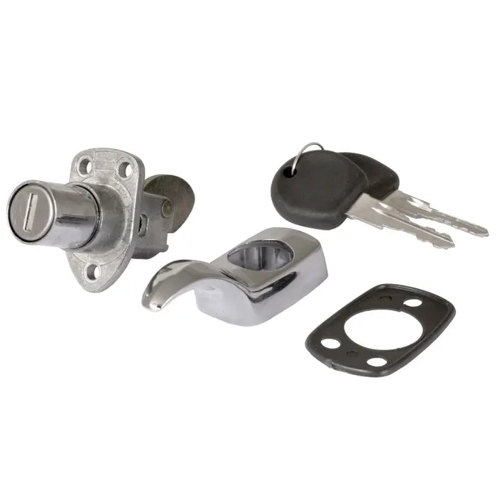 Push Button Engine Lid Catch in Chrome: Beetle (1964-1965), T2 Bay (1968-1971), T2 Split Bus (1966-1967)