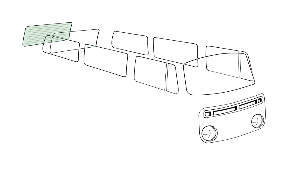 Rear window, heated, green