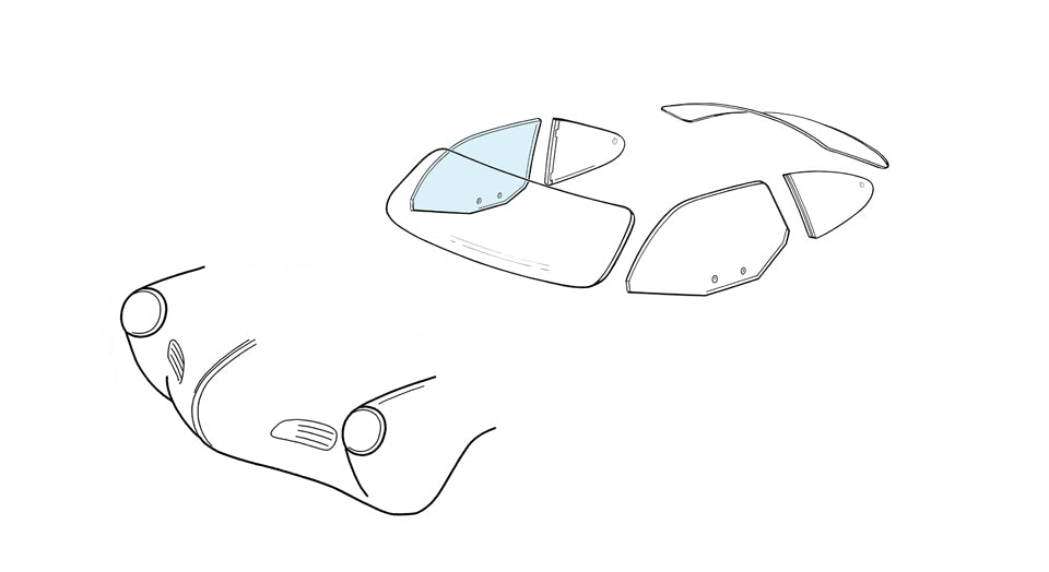 Door window right - Karmann Ghia coupé 08/59-