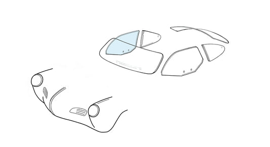 Door window right - Karmann Ghia coupé 08/59-