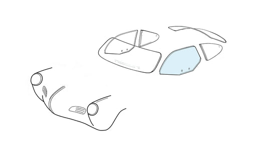 Door window left - Karmann Ghia Coupé 08/59-