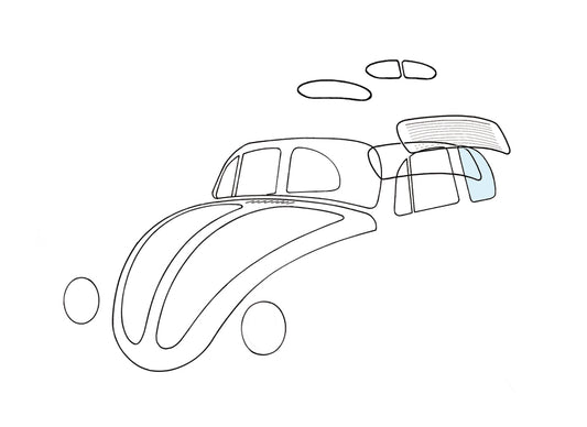 Rear side window, left