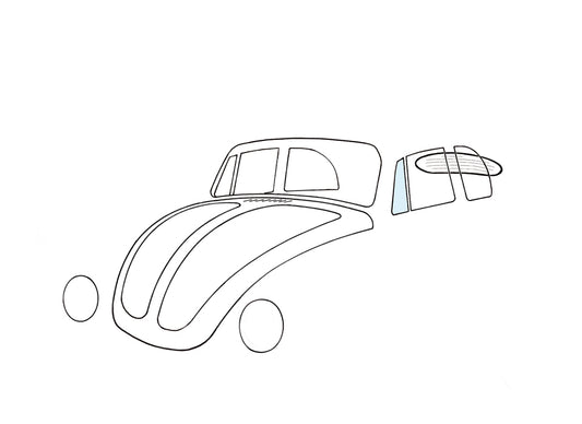 Vent wing window, left, convertible