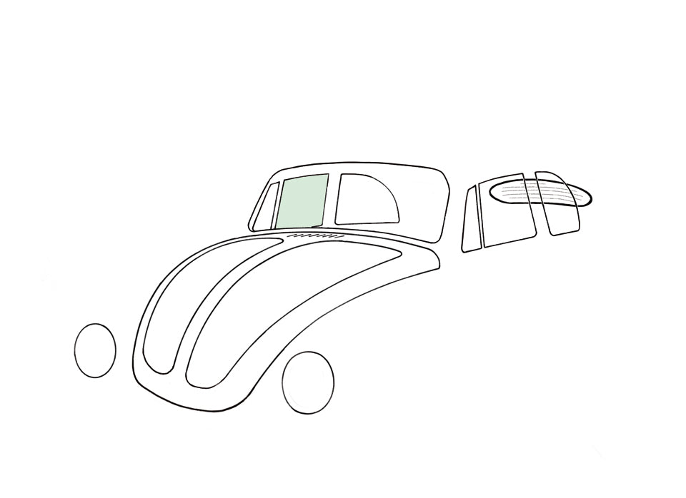 Door window, right, convertible, green