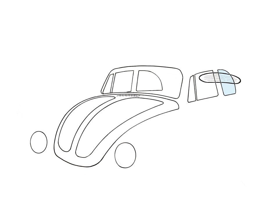 Rear side window, left, convertible