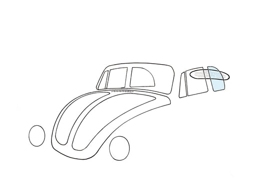 Rear side window, left, convertible