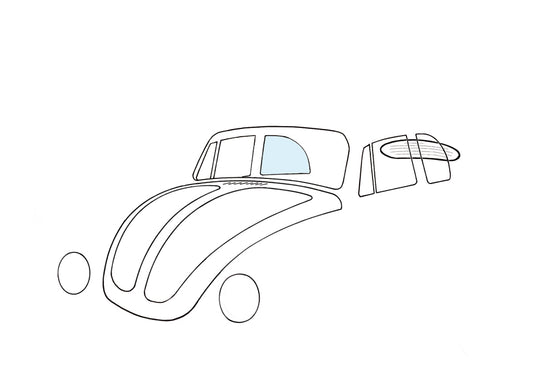 Rear side window, right, convertible