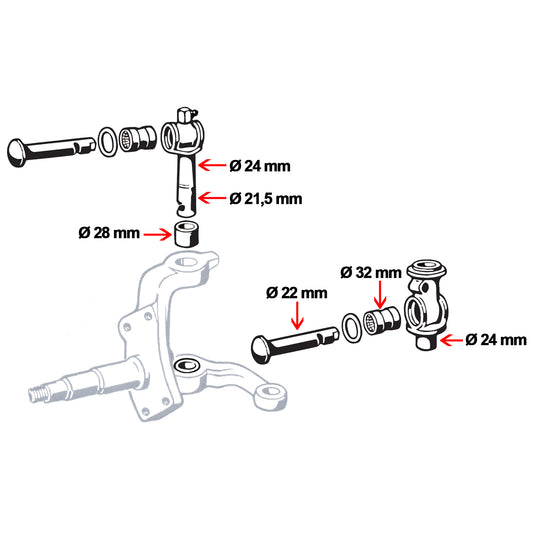 King and Link-pin complete kit SPLIT Bus 08/63-07/67