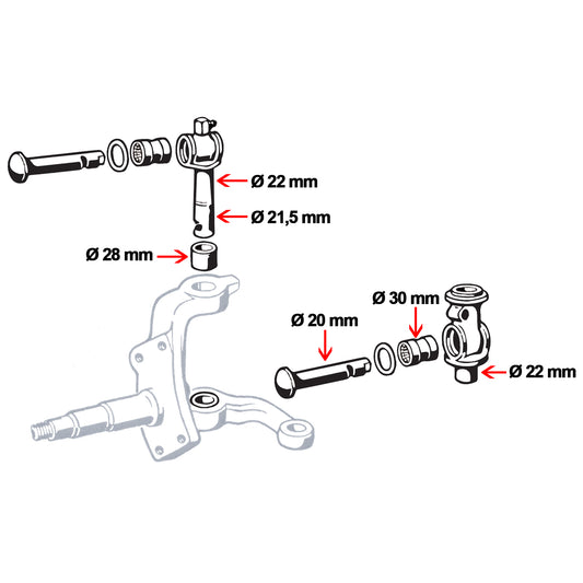 King and Link-pin complete kit SLIT Bus 04/55-07/62