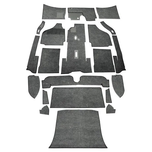 Carpet set,Karmann Ghia coupe,RHD,65-67, charcoal, narrow weave