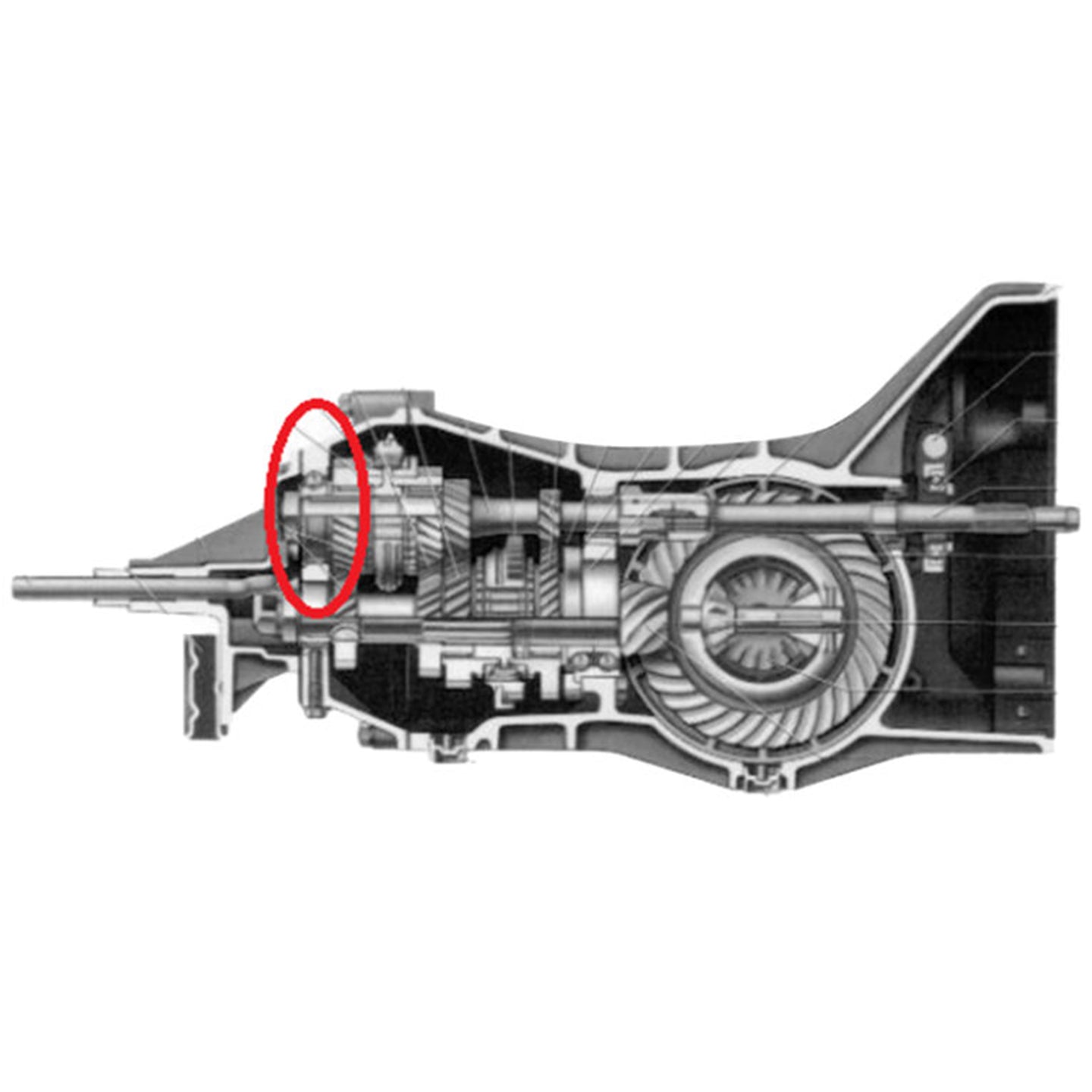 Ball bearing front on main drive shaft - Type1 (split case transmission)