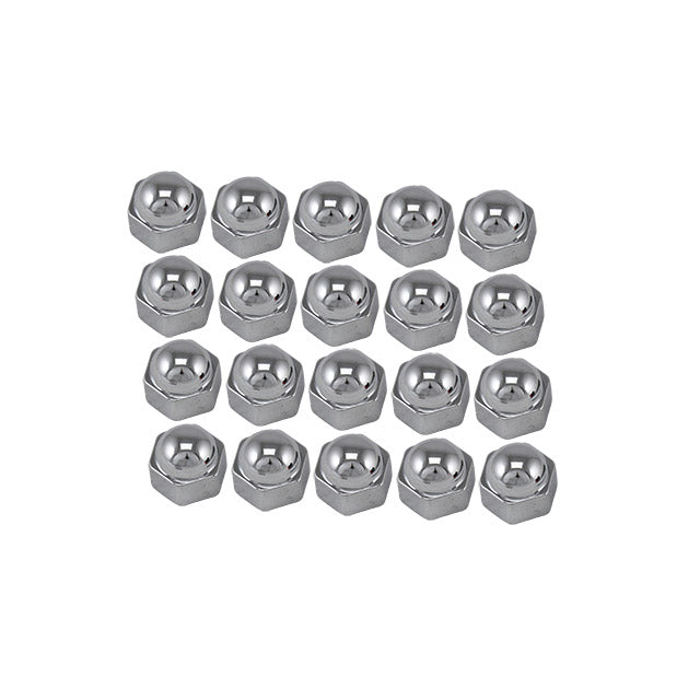 Chrome bolt caps, Ø 19 mm, 20 pieces