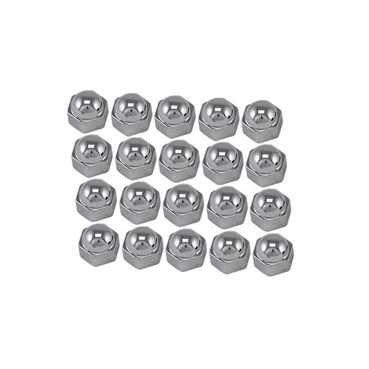 Chrome bolt caps, Ø 19 mm, 20 pieces