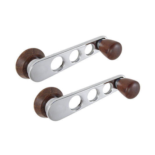 Window crank set, rose wood/chrome, as pair