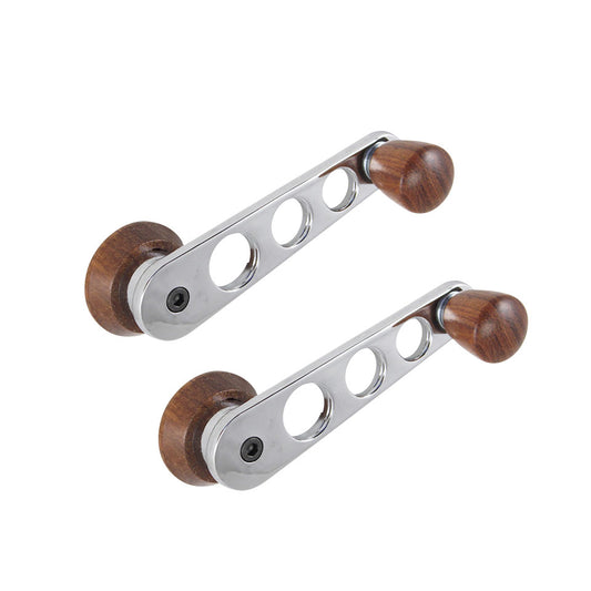 Window crank set, rose wood/chrome, as pair