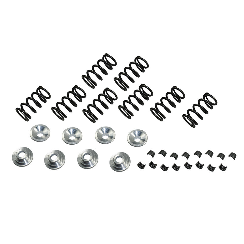 Valve springs with aluminium retainers and clamps, full set 8 pieces