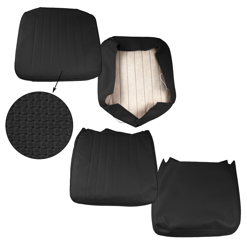 Seat cover set front, black, Basket weave (Vertical seams)