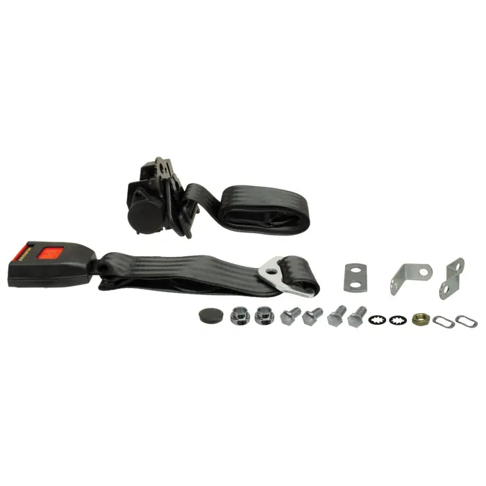 Front Seat Belt 3 Point Inertia Black for Bench Seat: T2 Bay (1968-1979), T2 Split Bus (1950-1967)