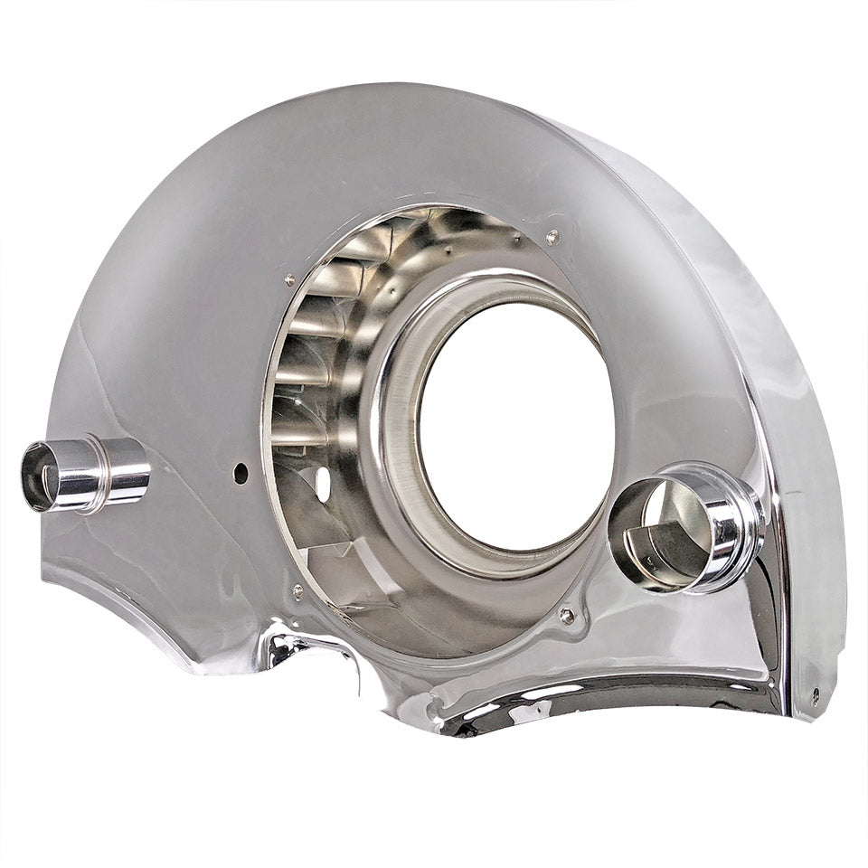 Fan shroud with ducts, with doghouse, Chrome