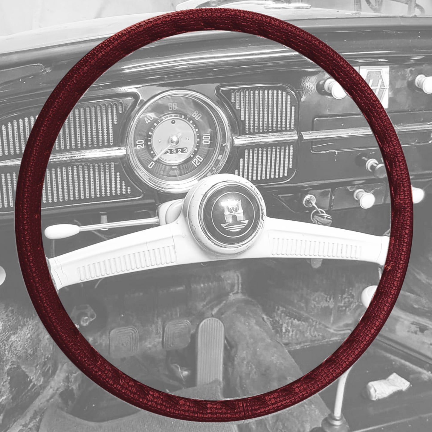 Steering wheel cover vinyl (40cm/15,5"), dark red