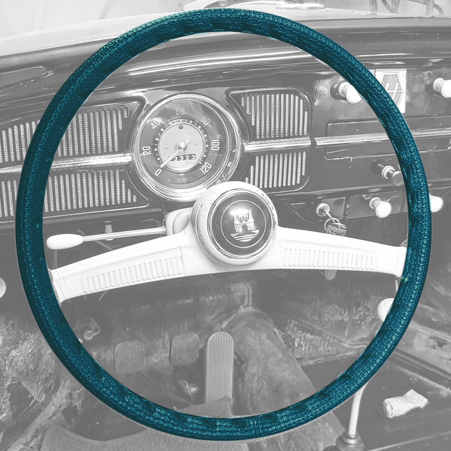 Steering wheel cover vinyl (40cm/15,5"), turquoise green