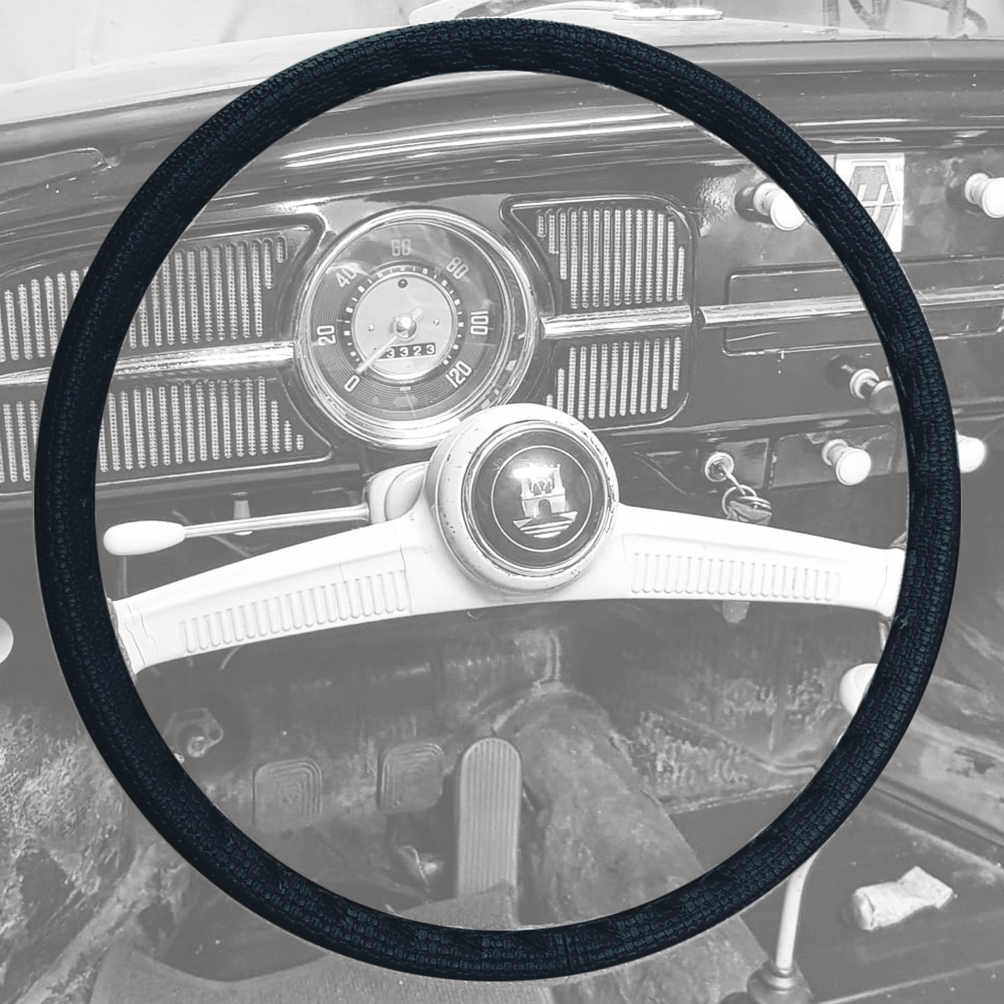 Steering wheel cover vinyl (40cm/15,5"), black