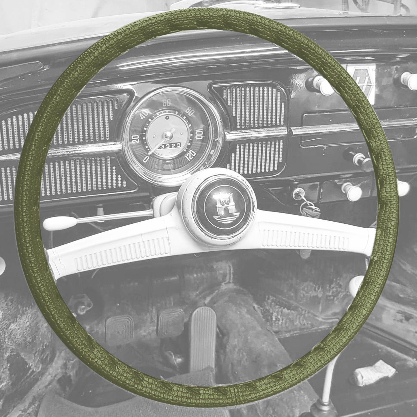 Steering wheel cover vinyl (40cm/15,5"), khaki green