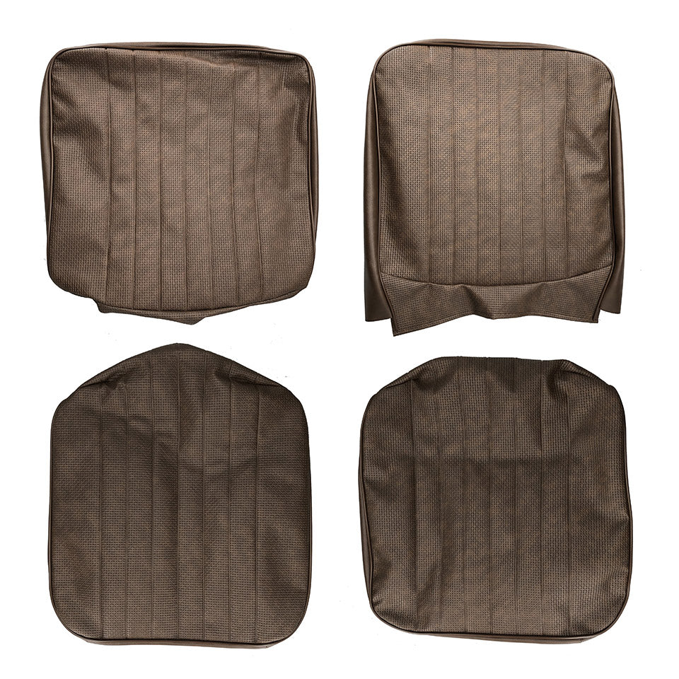 Seat cover set front brown - walkthrough, Basket weave (vertical seams)