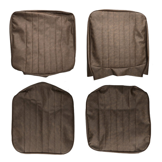 Seat cover set front brown - walkthrough, Basket weave (vertical seams)