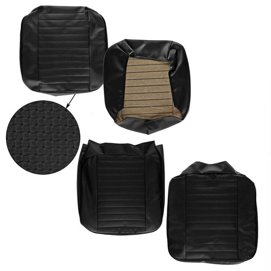 Seat cover set front, black - walkthrough, Basket weave (horizontal seams)