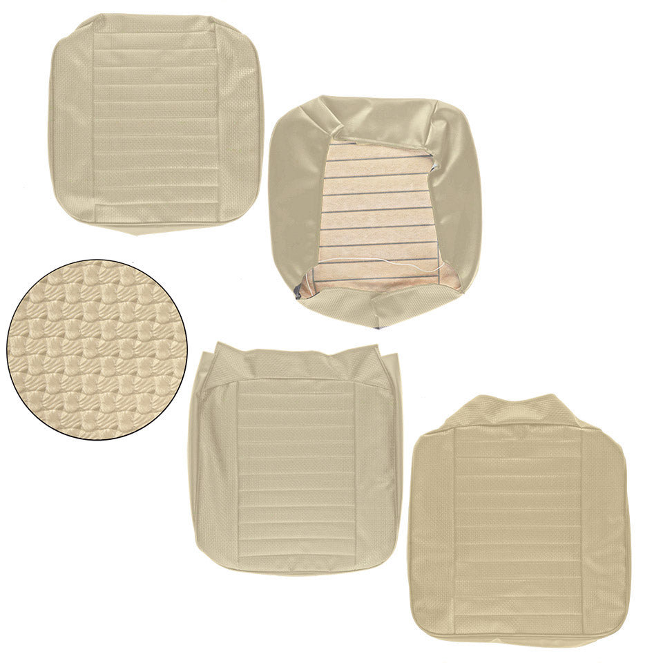 Seat cover set front, beige - walkthrough, Basket weave (horizontal seams)