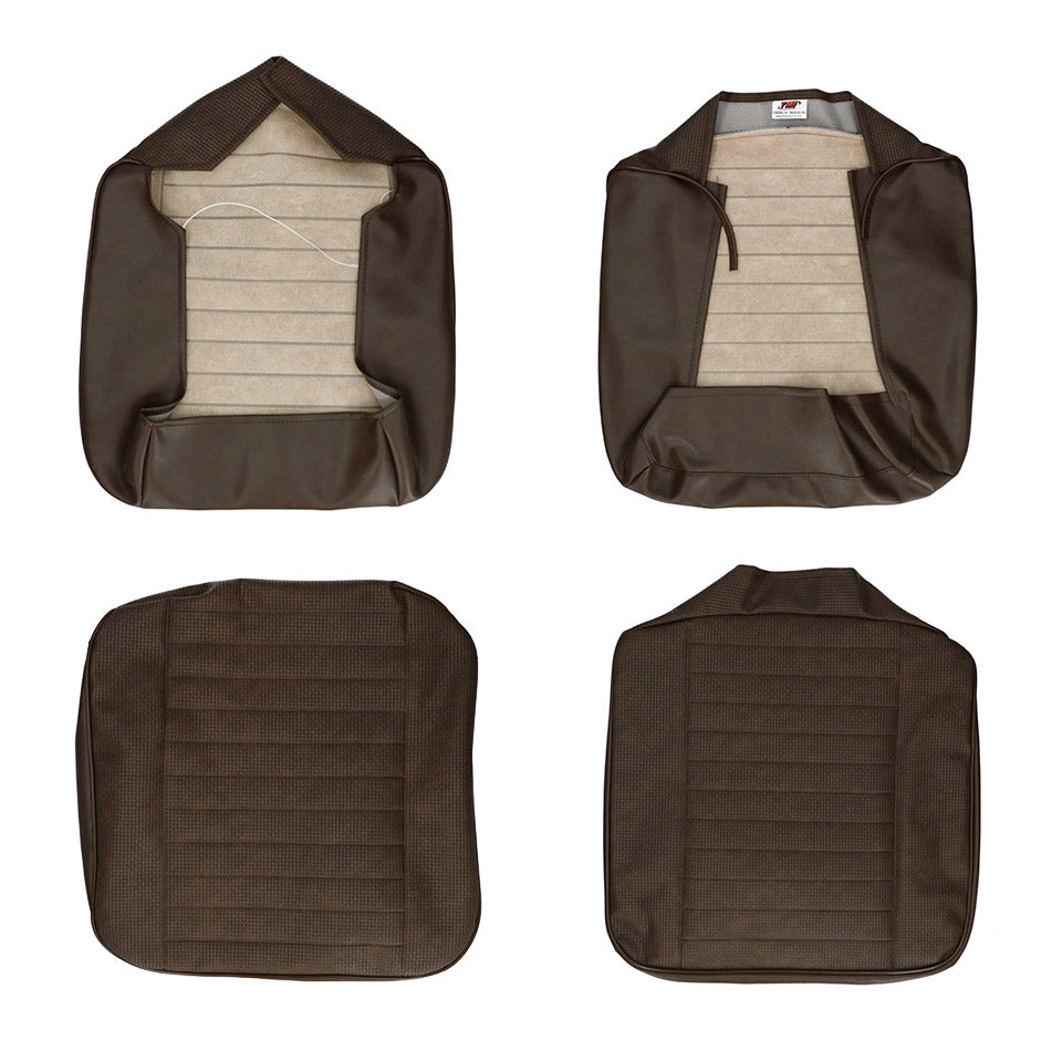 Seat cover set front, brown - walkthrough, Basket weave (horizontal seams)