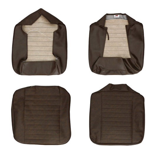 Seat cover set front, brown - walkthrough, Basket weave (horizontal seams)