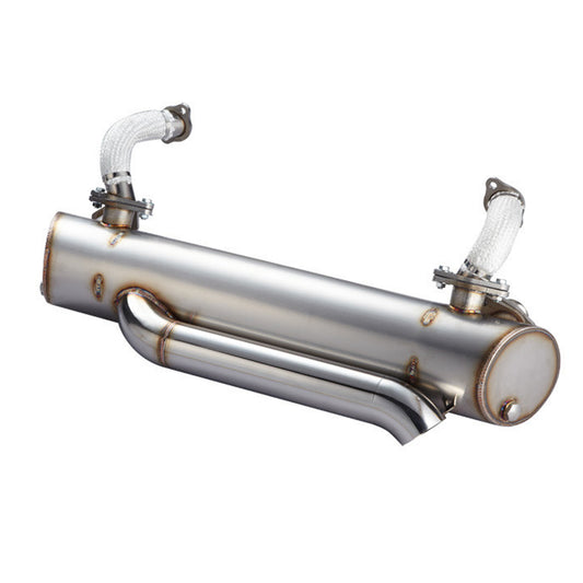 Exhaust 'Vintage Speed' without pre-heat risers / Stainless steel - lowered, hidden tailpipe
