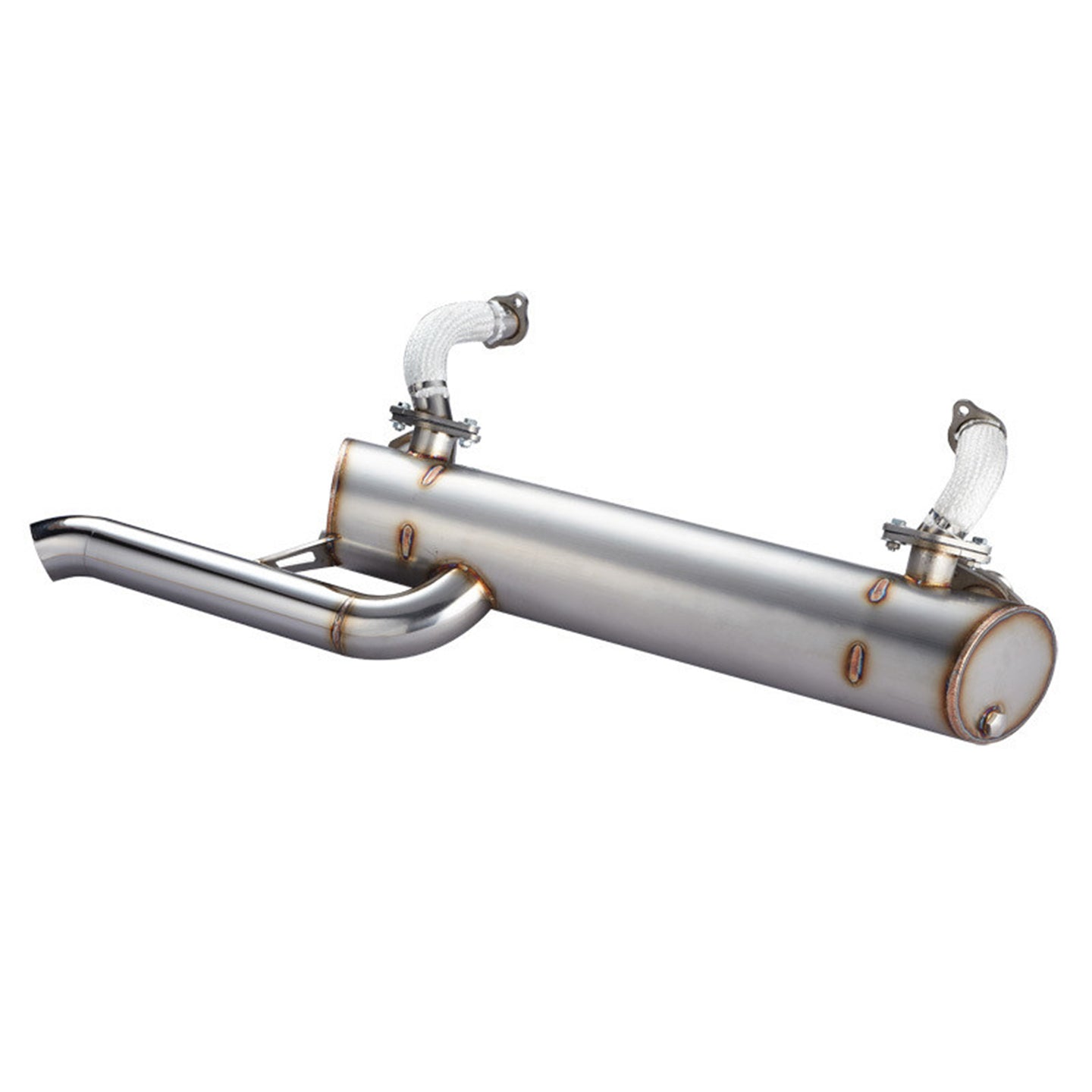 Exhaust 'Vintage Speed' without pre-heat risers / Stainless steel - lowered, standard tailpipe