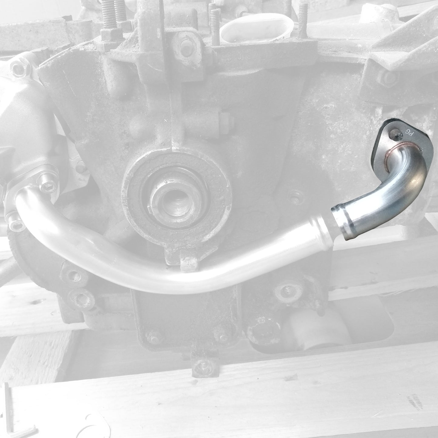 Water pipe elbow on engine case to 2nd cylinder, Stainless Steel