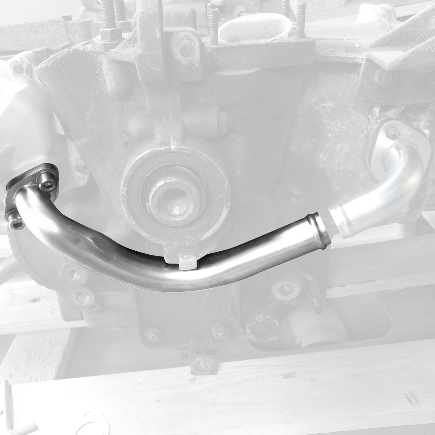 Water pipe from pump behind pulley, Stainless Steel