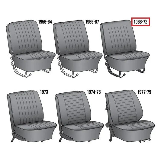 Complete Seat Cover Set for Low Back in Single Colour Basket Weave: Beetle (1968-1972)