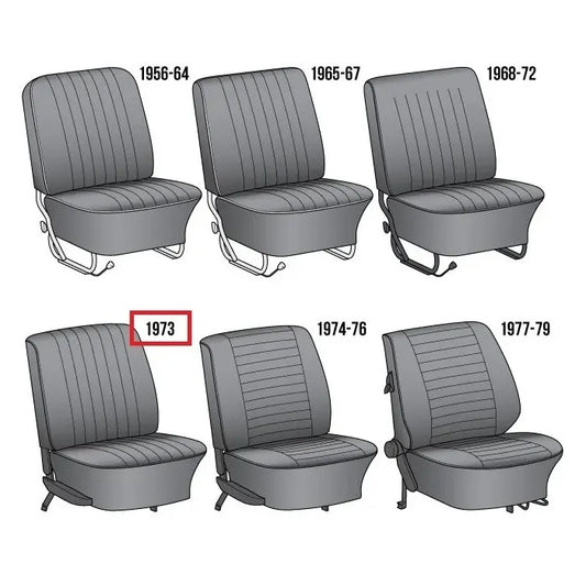 Complete Seat Cover Set for Low Back with Vertical Heat Lines in Black Basket Weave: Beetle (1973)