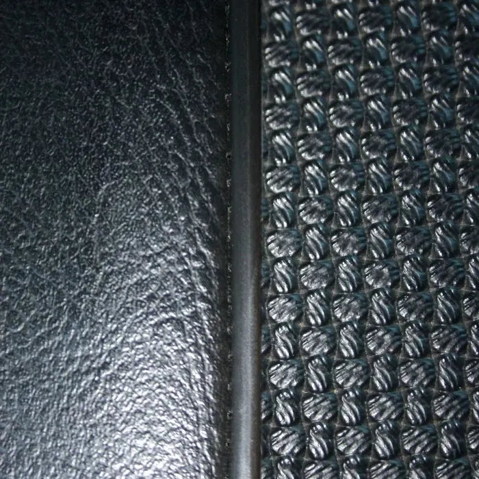 Complete Seat Cover Set for Low Back with Vertical Heat Lines in Black Basket Weave: Beetle (1973)