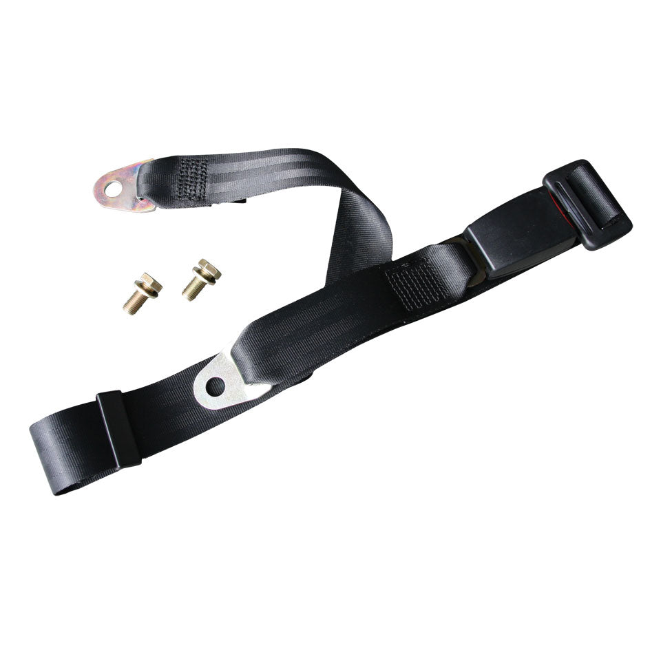 Lap belt black (universal), each, e-marked