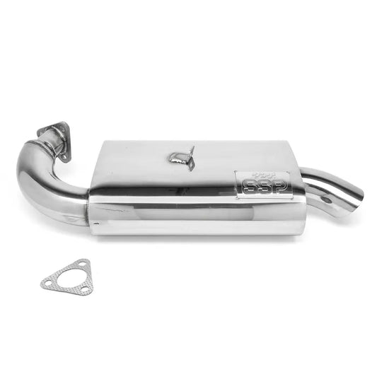 Stainless Steel Mondo Muffler 1300cc-1600cc: Beetle (1960-1979), T2 Split Bus (1955-1967), Beetle Cabrio (1960-1979)
